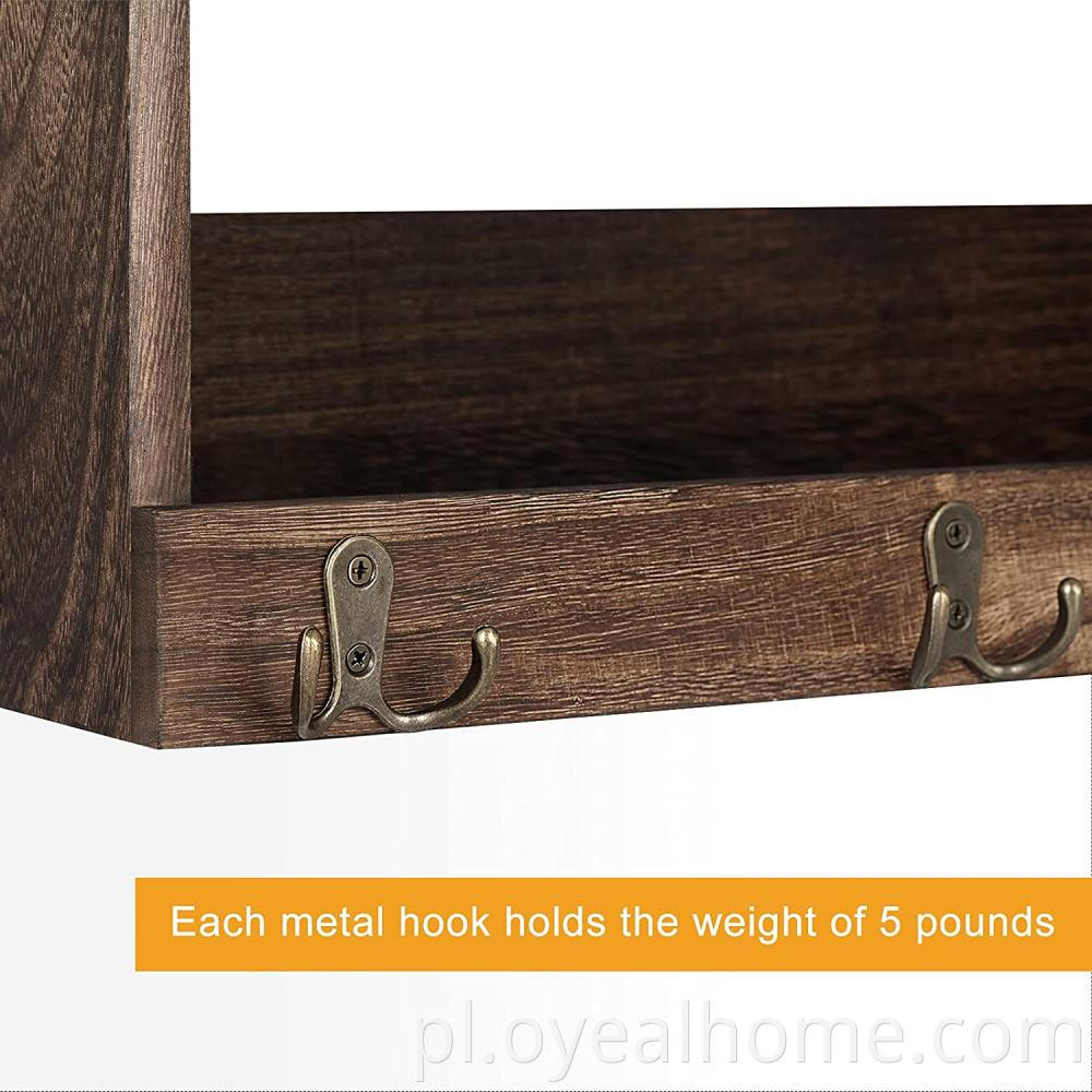 Wooden Items Storage Rack With Metal Hook